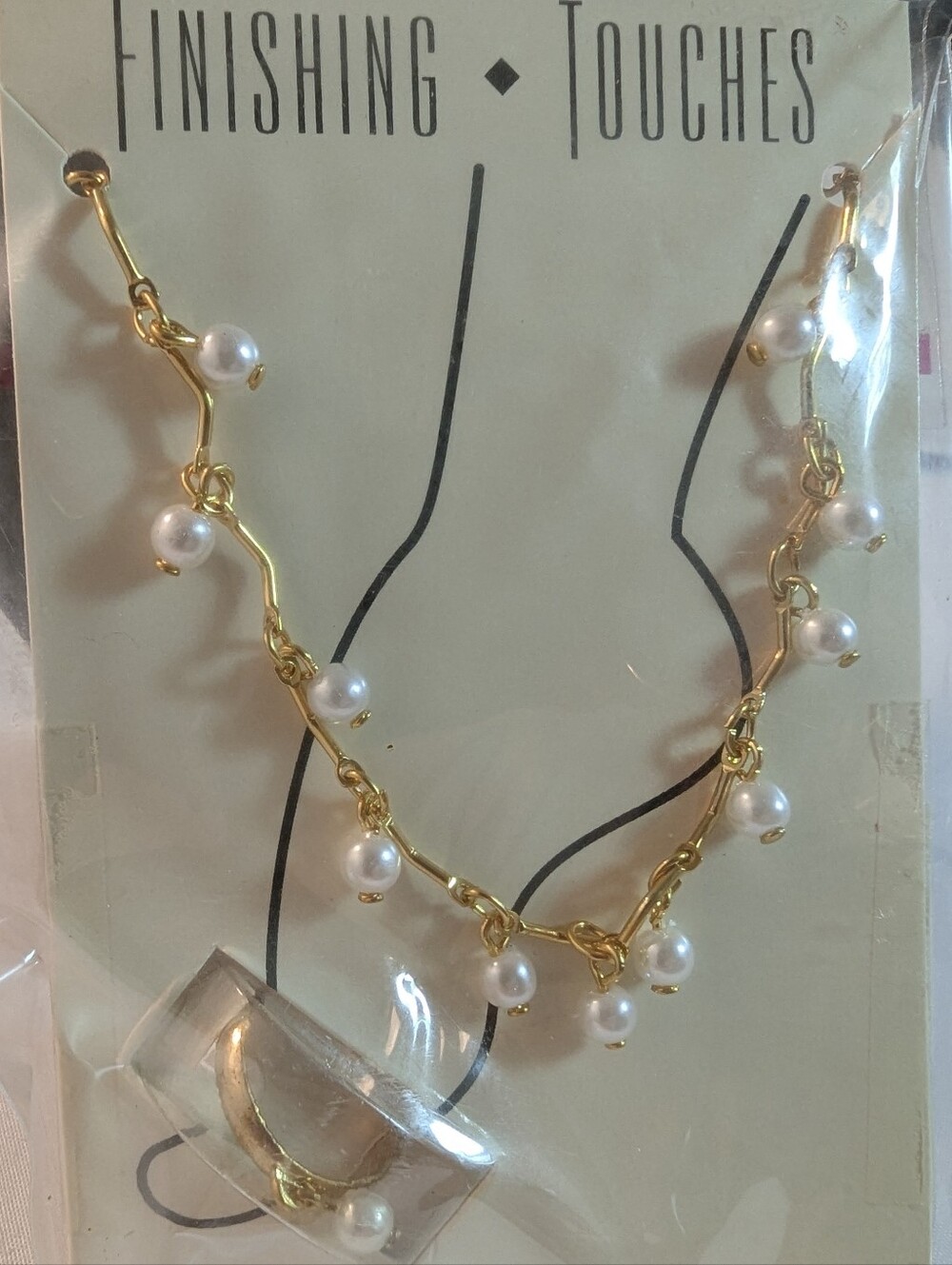 Vintage Y2K Deadstock Pearl Anklet & Toe Ring Set NWT + FREE GIFT - Picture 3 of 3